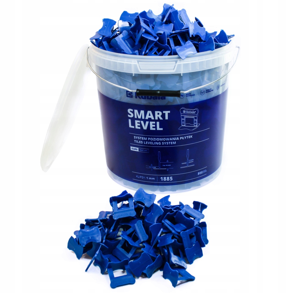 Klipy do poziomowania płytek KUBALA SMART LEVEL 1.0MM 800 SZT. + WIADRO 20L – Idealne rozwiązanie dla Twojego projektu