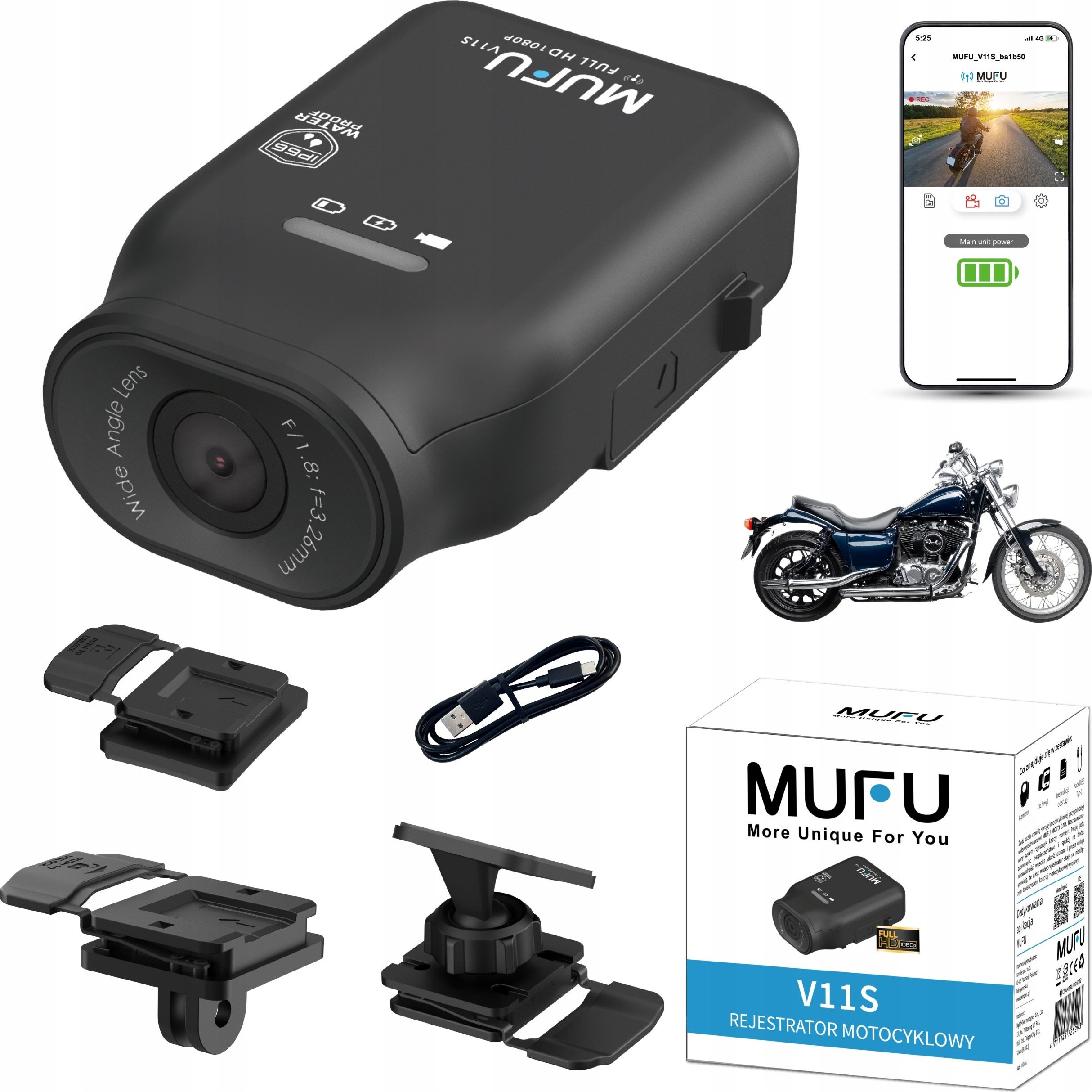 Wideorejestrator motocyklowy MUFU MOTOCAM V11S FullHD – Twoje bezpieczeństwo na drodze