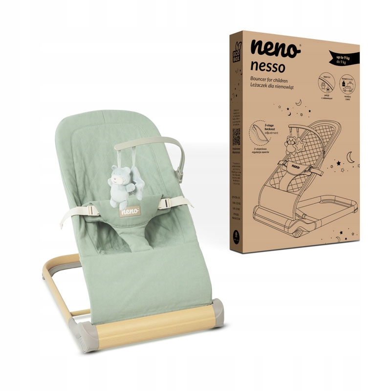 NENO NESSO LIGHT GREEN – Leżaczek dla dzieci, który zapewnia komfort i bezpieczeństwo