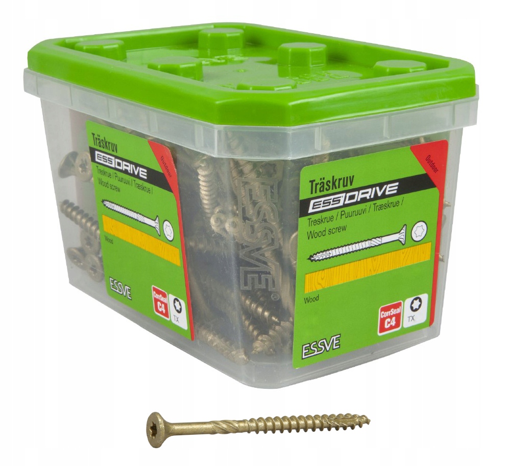 Wkręt do drewna Essve Essdrive 5.0X70 Cs C-Seal-100 – Idealny do montażu w drewnie