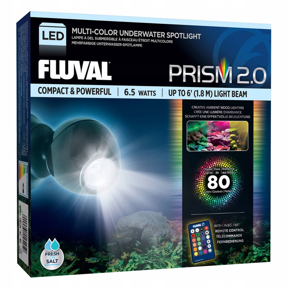 Fluval Oświetlenie Fluval Prism LED Spot Light, 6.5W RGB – Efektowne podwodne oświetlenie do akwarium