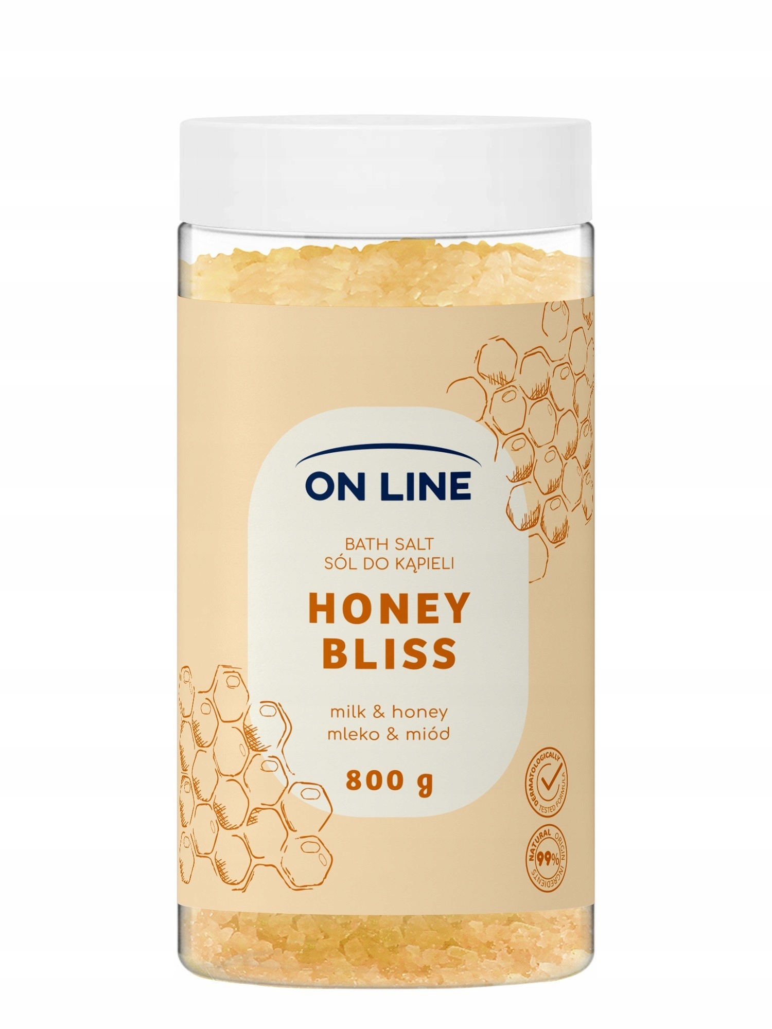 ON LINE Sól do kąpieli Honey Bliss 800 g – Relaks i pielęgnacja w jednym