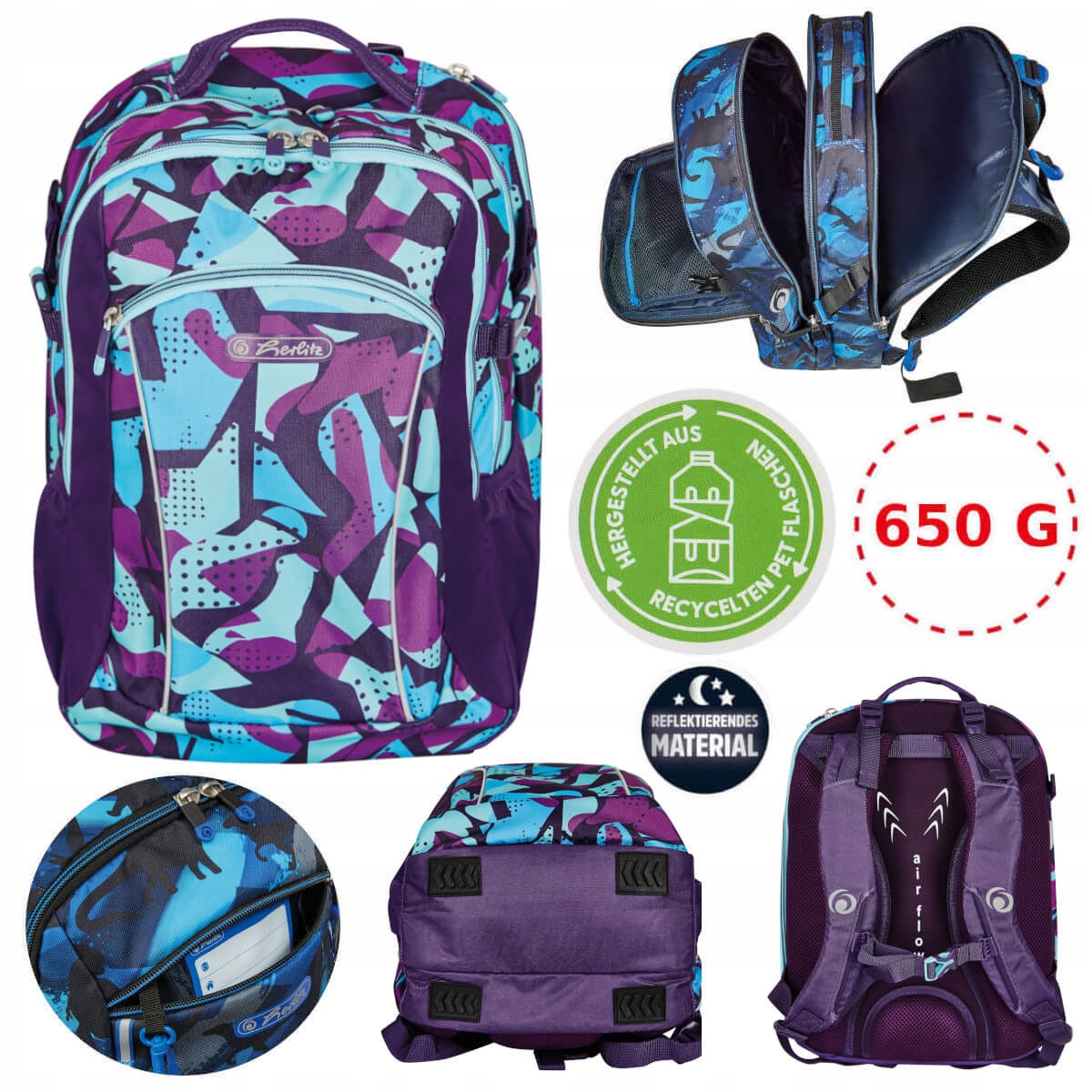 Plecak szkolny Herlitz Grundschulrucksack Ultimate CamoPurple – Stylowy i funkcjonalny