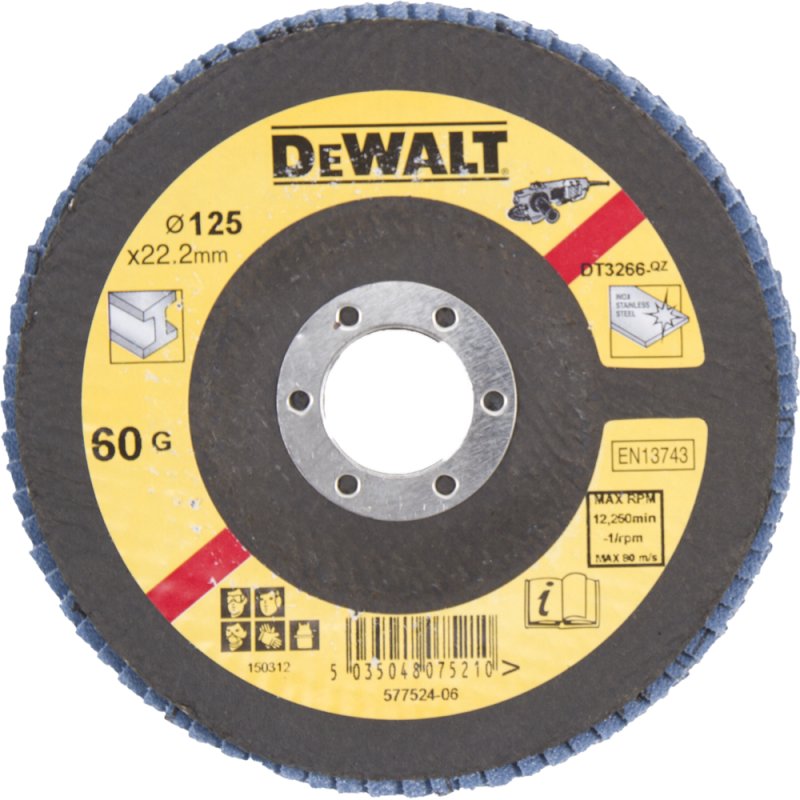 Dewalt artykuły ścierne tarcza listkowa 125mm x 22.2 gr. 60 – Doskonałe narzędzie do szlifowania