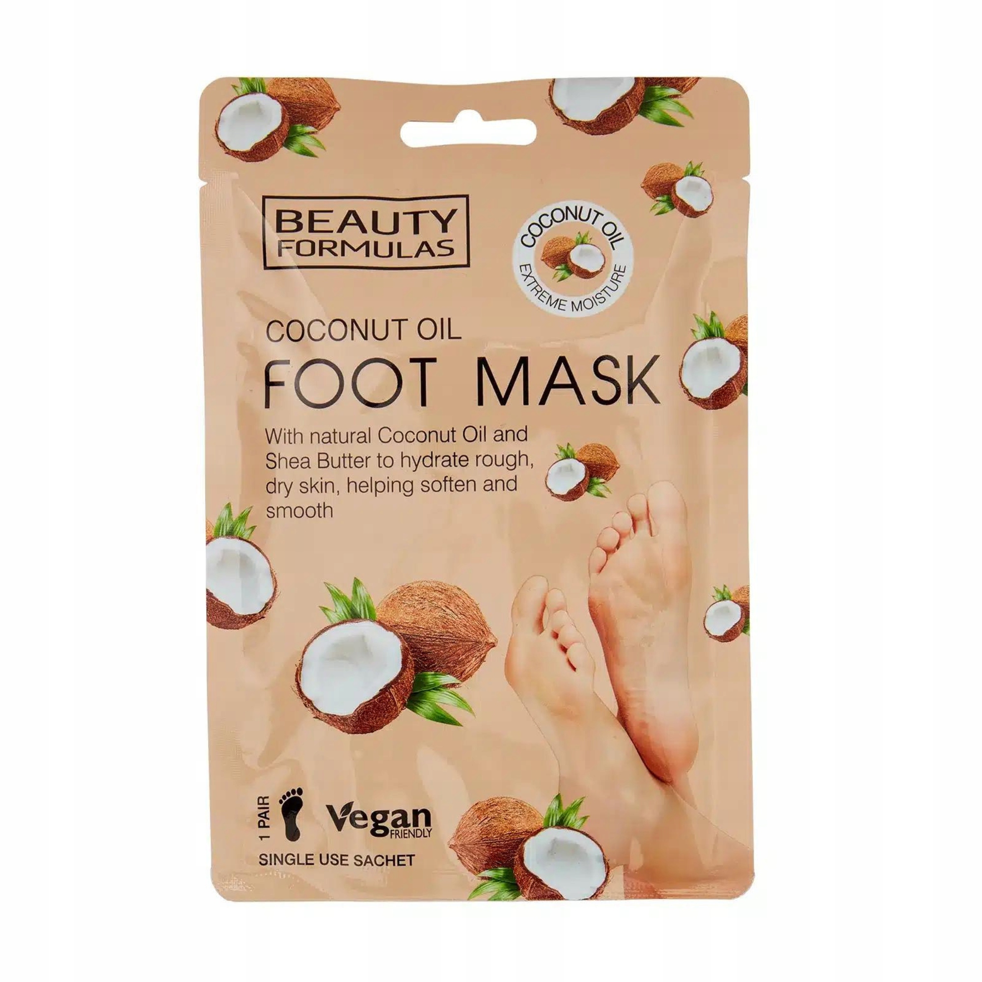 Beauty Formulas Foot Mask – Zmiękczająca maska do stóp z olejem kokosowym