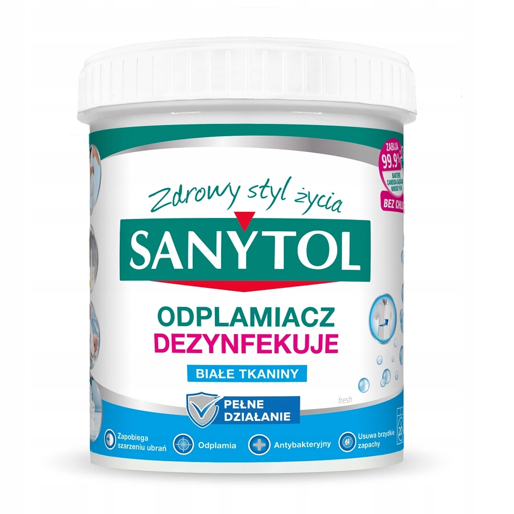 Odplamiacz dezynfekujący w proszku do białego 450g – Skuteczna ochrona tkanin