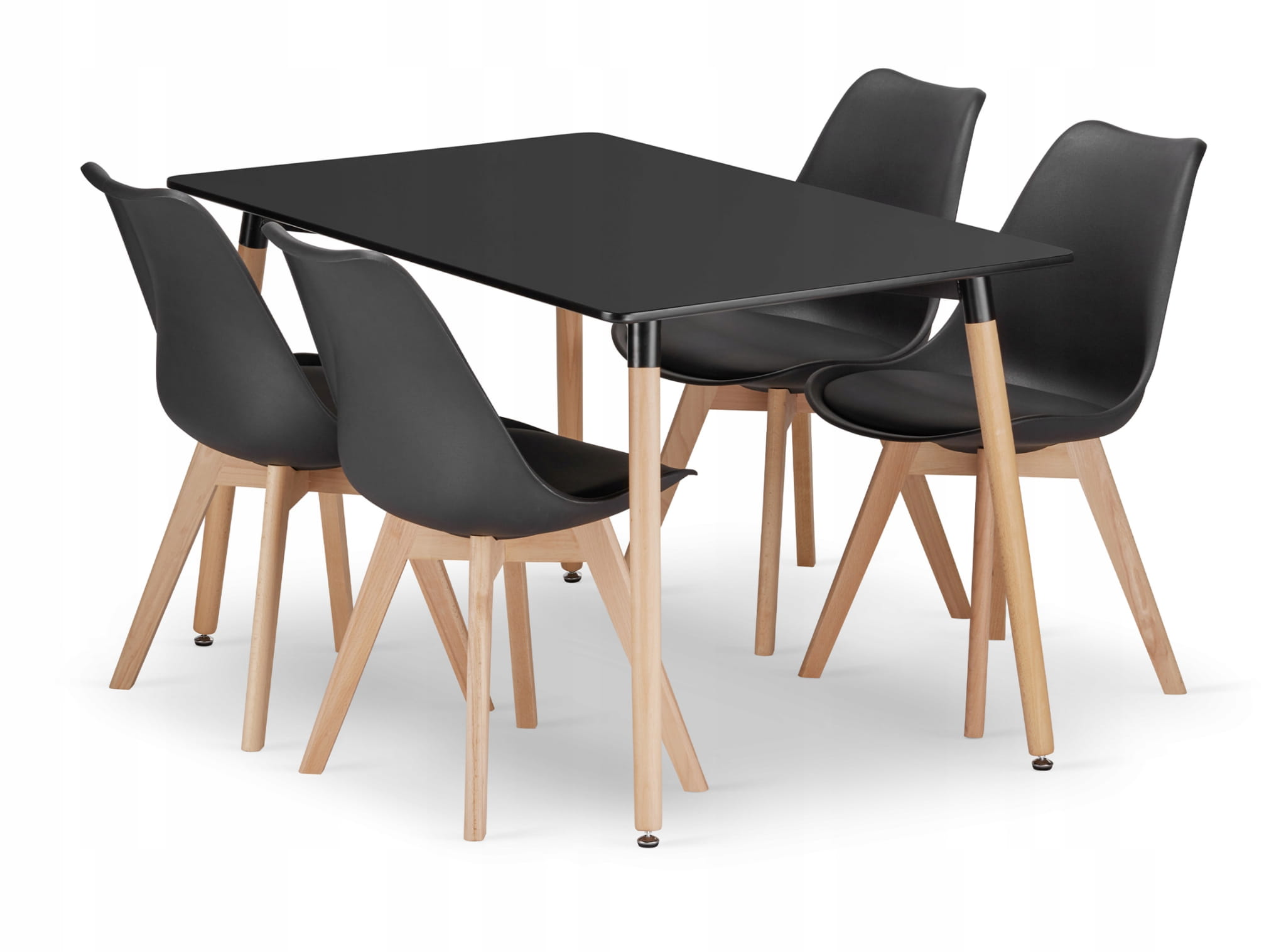 Zestaw stół prostokątny ADRIA 120x80 czarny + 4 krzesła MARK czarne – Elegancja i funkcjonalność w Twoim domu