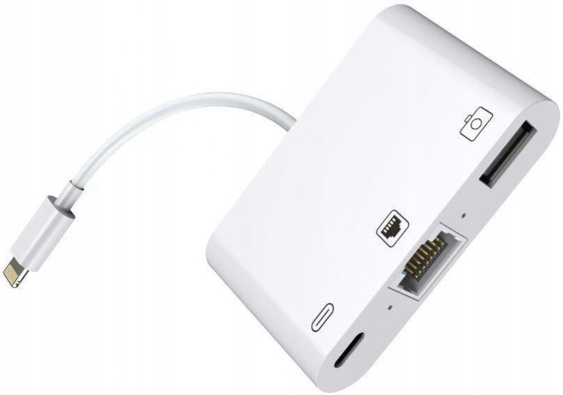 MicroConnect LIGHTNING HUB - Przejściówka Lightning na RJ45 z portem USB