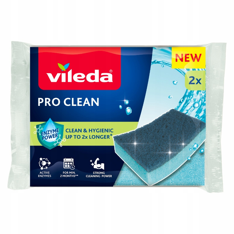 Zmywak wiskozowy z enzymami Vileda Pro Clean 2 szt. – Skuteczne czyszczenie w Twoim domu
