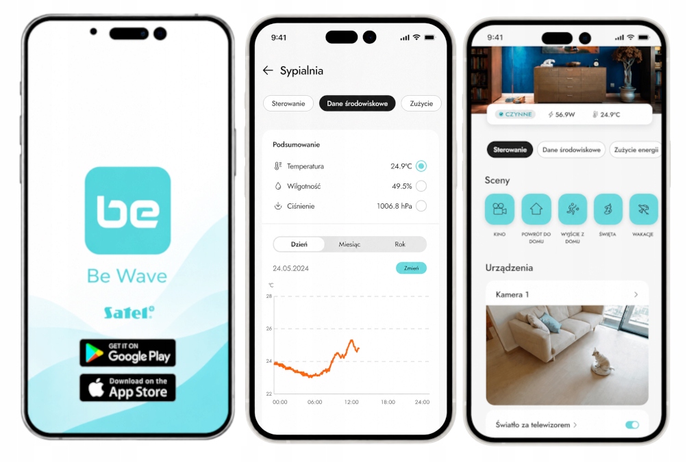 Zdalne zarządzanie przez aplikację mobilną BE WAVE