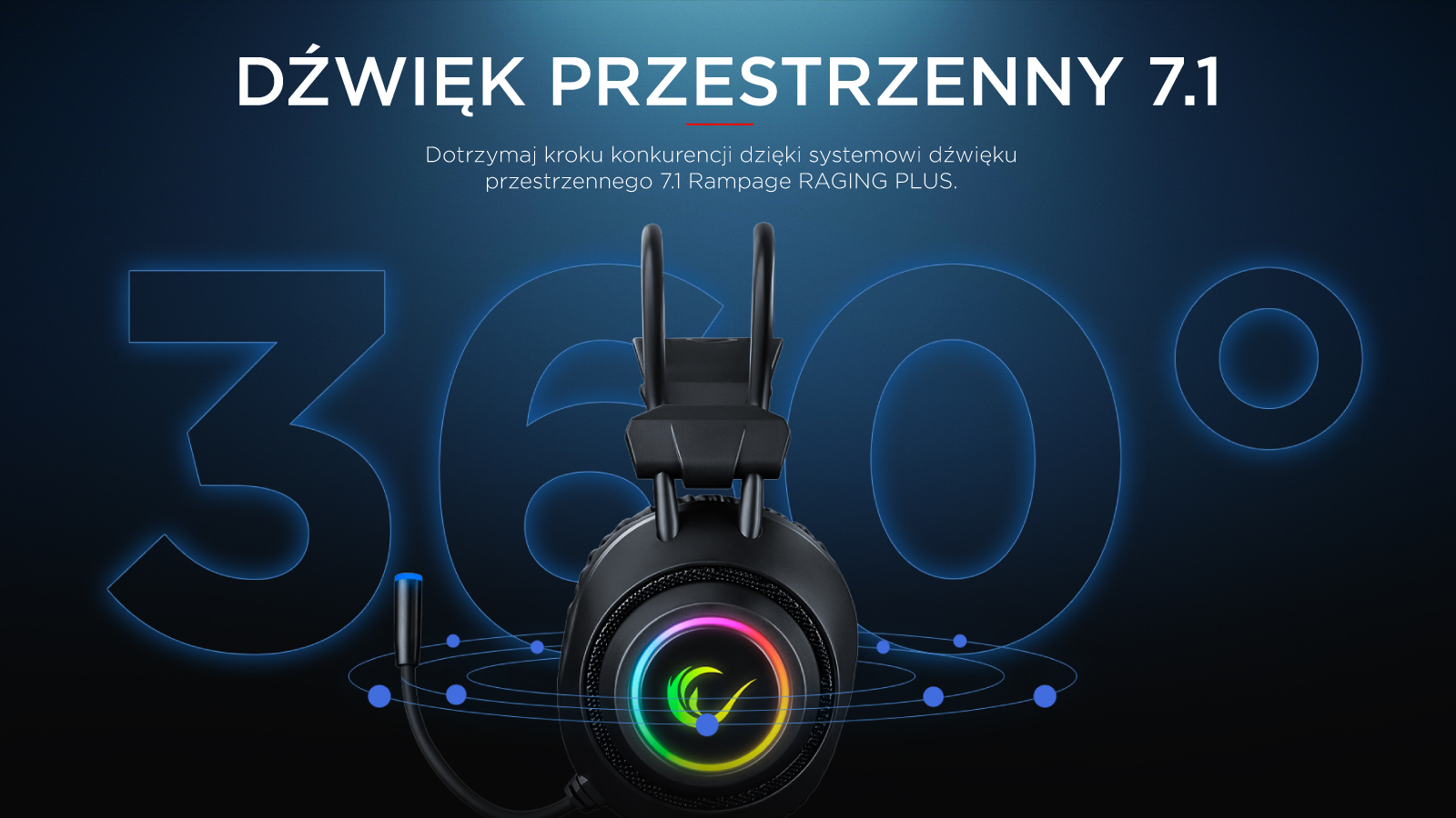 przewodowe, gamingowe słuchawki z mikrofonem, dźwięk przestrzenny 7.1