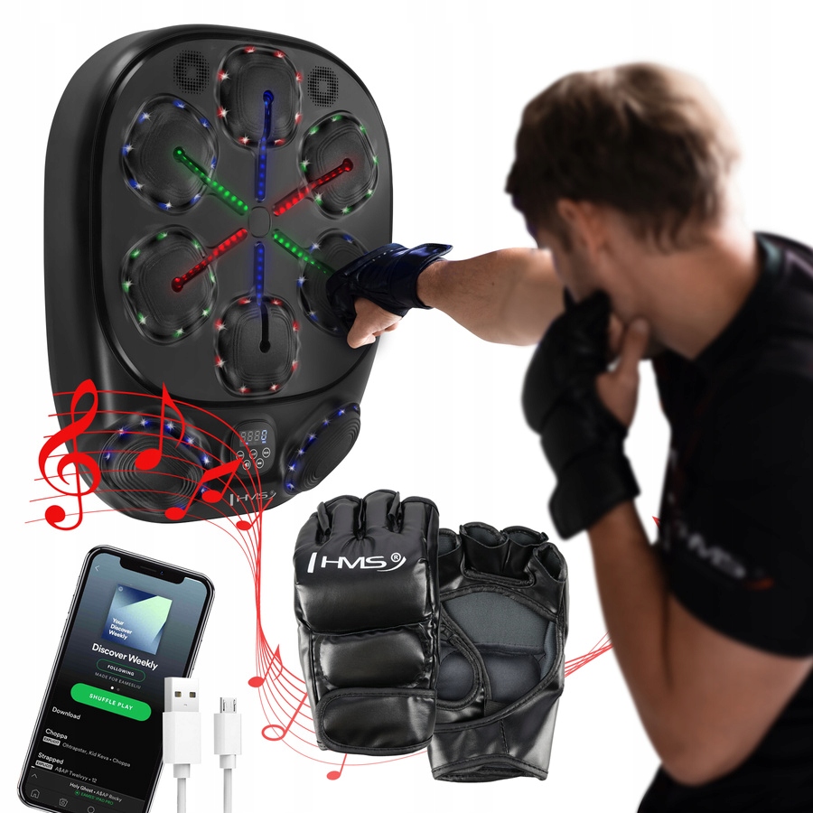TB10 Elektroniczna Tarcza Bokserska Bluetooth z Muzyką i Rękawicami – Intensywny Trening w Domu