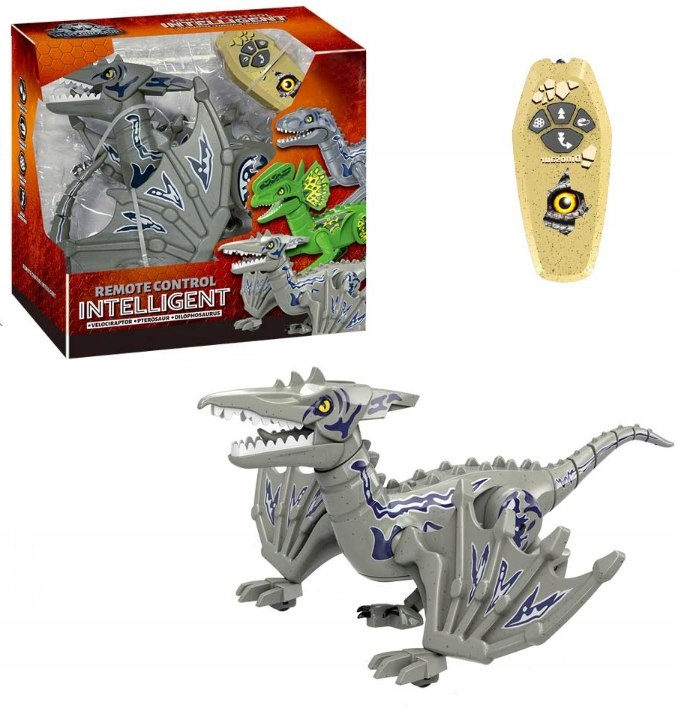 Zestaw zawiera dinozaura i pilot