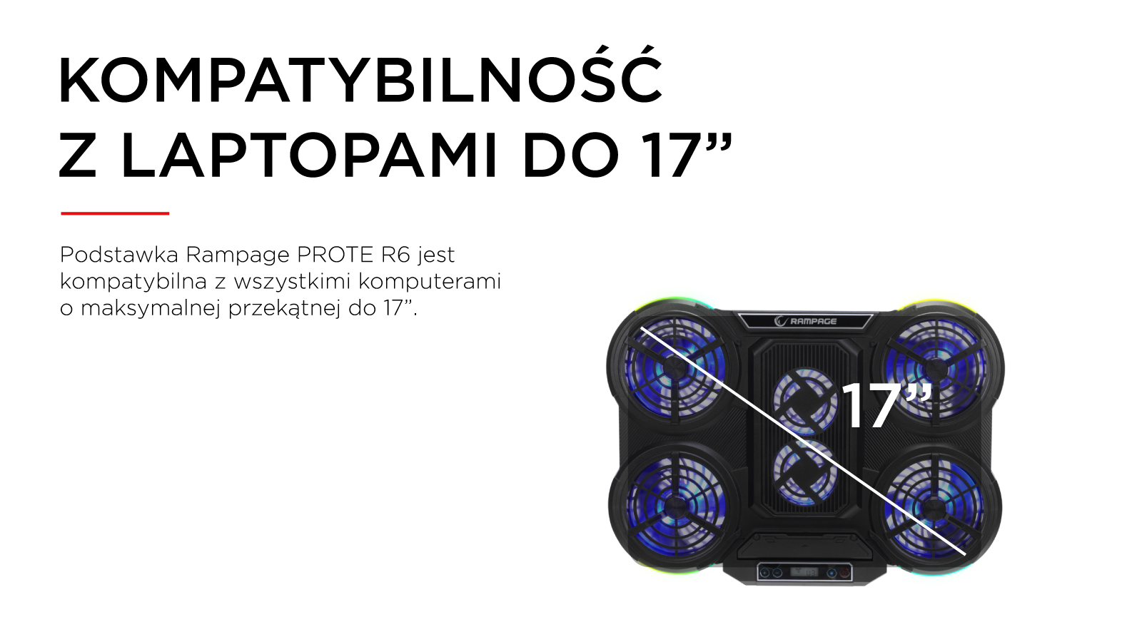 podstawka chłodząca pod laptop 17 cali Rampage PROTE R6