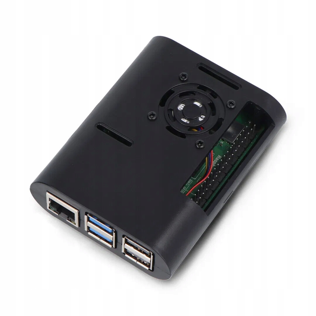 Obudowa do Raspberry Pi 5 z wentylatorem i radiatorami - ABS - czarna