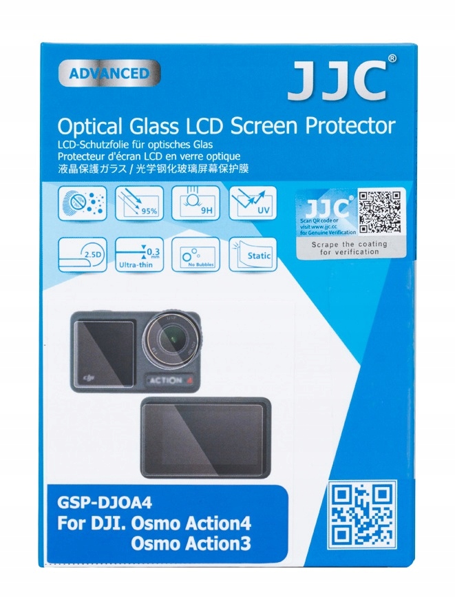 Osłona na obiektyw JJC Szkło Osłona Na Obiektyw + 2x Ekran LCD do Kamery DJI Osmo Action 3 / 4 – Doskonała ochrona dla Twojej kamery