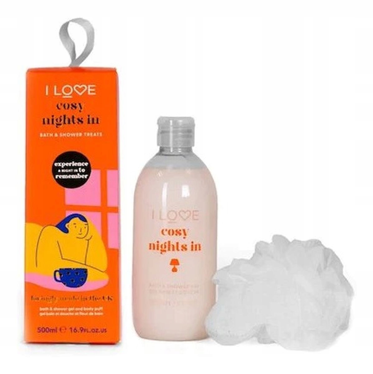 Cosy Night's In – Zestaw żel do kąpieli i pod prysznic 500ml + myjka do ciała