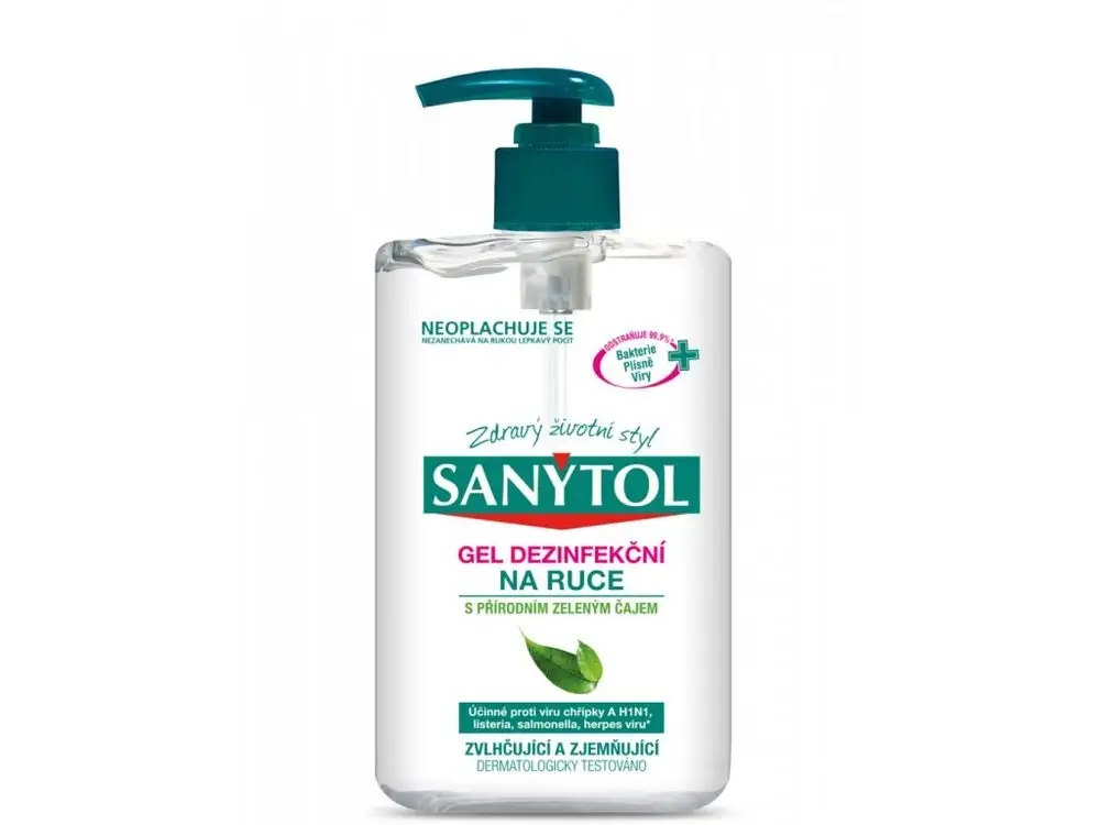 Żel do dezynfekcji rąk SANYTOL Zielona herbata 250 ml – Skuteczna ochrona przed bakteriami