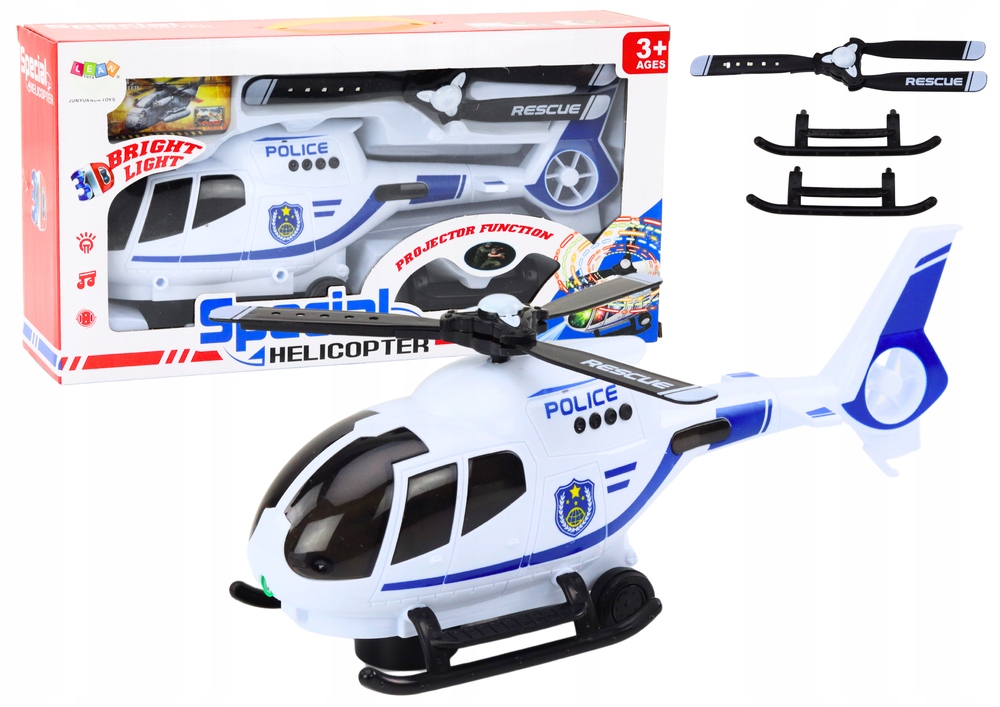 Helikopter Policyjny Śmigłowiec Jeżdżący Światła Dźwięki – Interaktywna zabawka dla małych bohaterów