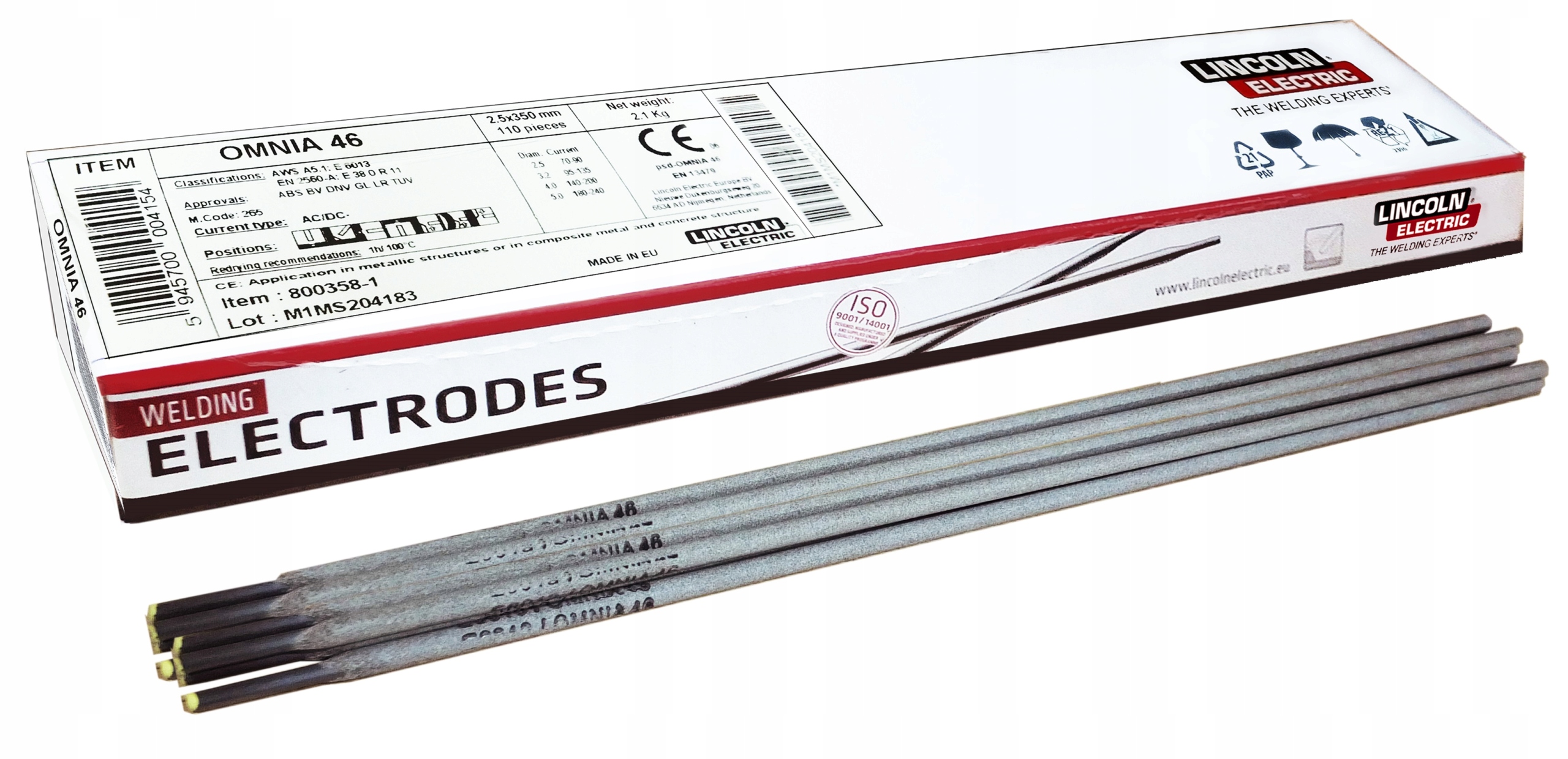 Elektroda rutylowa 2,5mm 350mm 2,1kg OMNIA 46 LINCOLN ELECTRIC – Idealne narzędzie do spawania