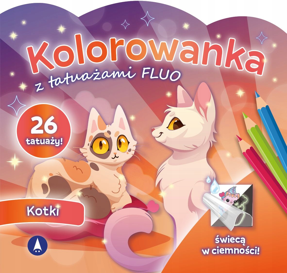 Skrzat Fluo-kotki 77599 – Kolorowanka z tatuażami świecącymi w ciemności