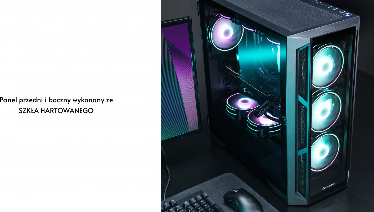 side view of Photo of CHIEFTEC PC case GA-01B-TG-OP with tempered glass and A-RGB fan design