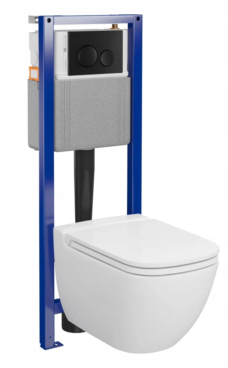 Zestaw podtynkowy mechaniczny WC Cersanit z miską WC Caspia - Przycisk czarny mat S4005-015