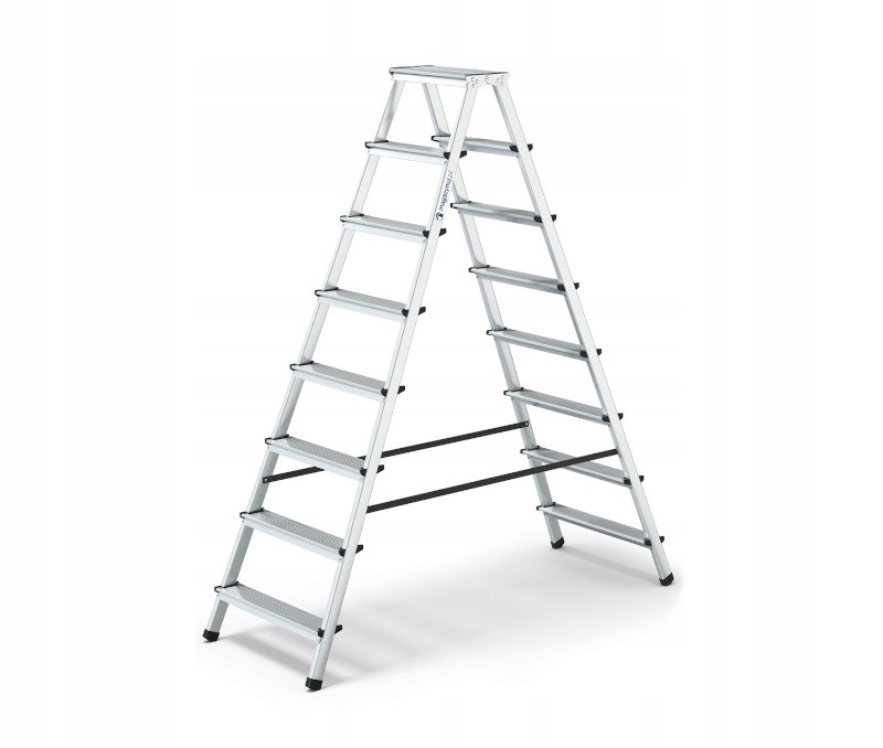 Drabina aluminiowa, dwustronna, 8 stopni, wytrzymałość 125 kg - HOME