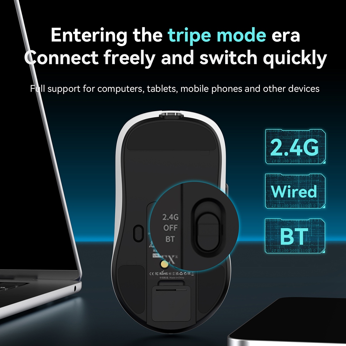 Trzy tryby połączenia: Bluetooth, USB i przewodowe