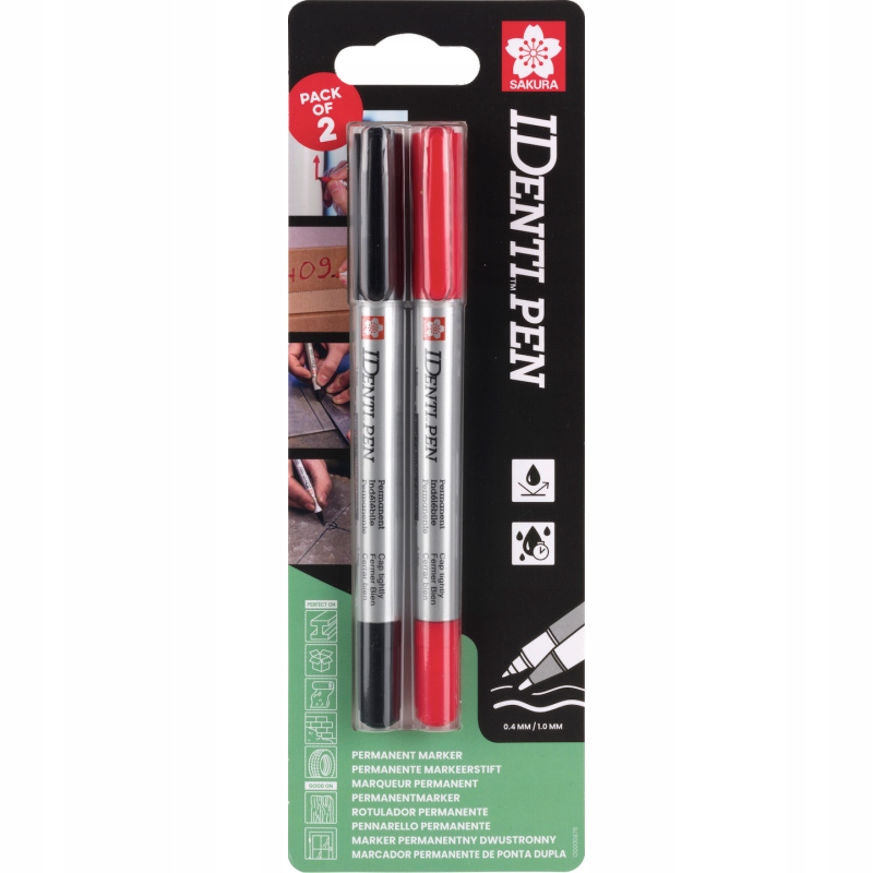 Marker IDenti-Pen czarny + czerwony dwustronny Sakura – Idealny do trwałego znakowania