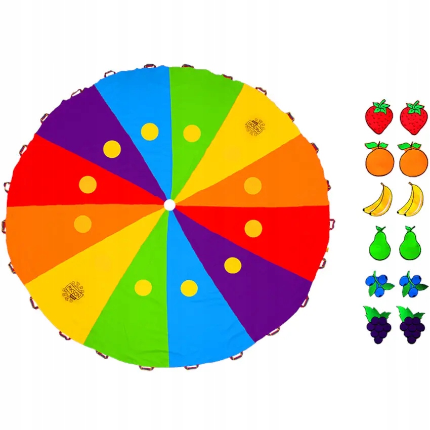 Chusta edukacyjna duże koła + 12 owoców 3m – Idealna zabawa i nauka dla dzieci