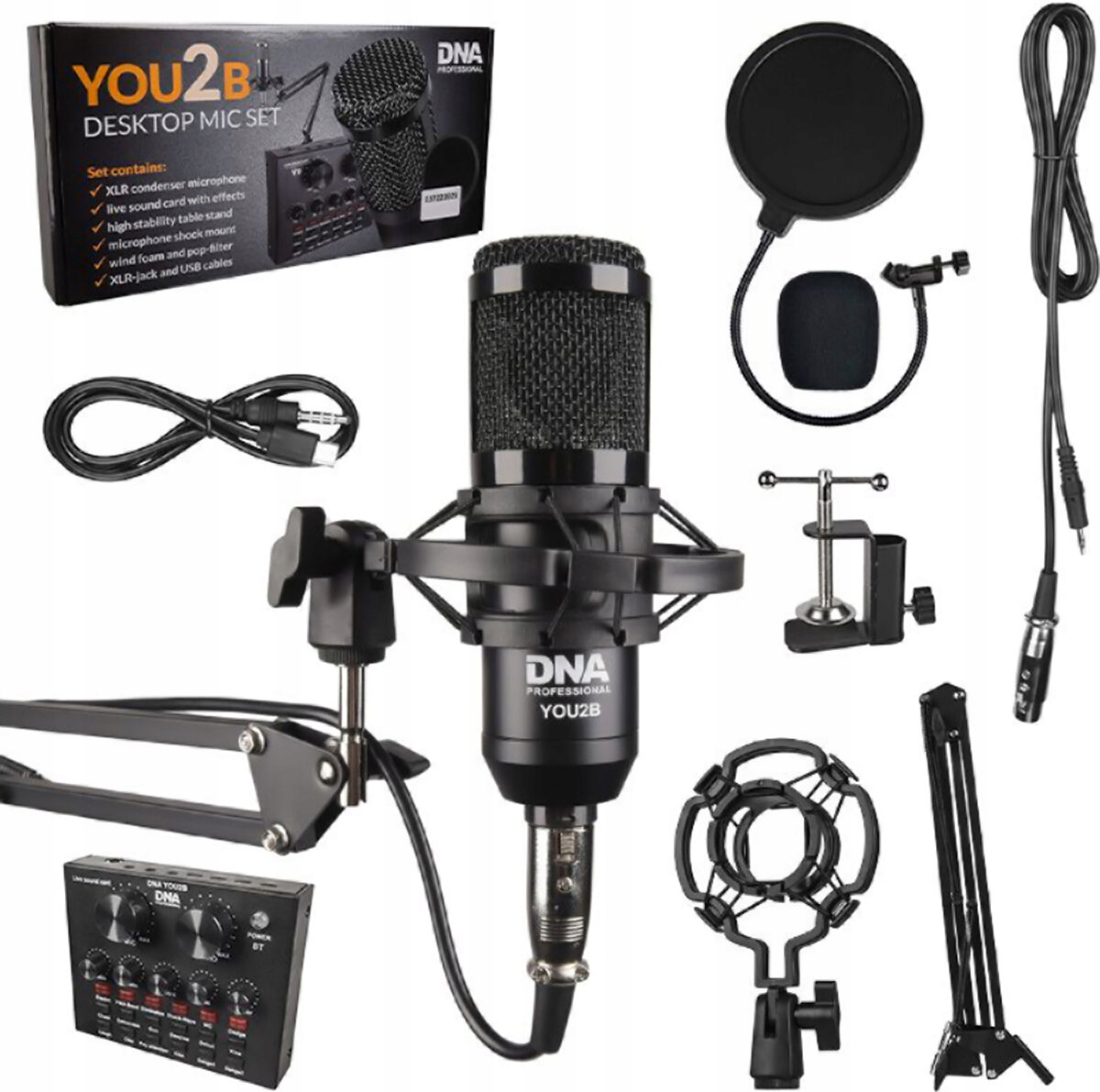 DNA YOU2B – Zestaw mikrofon interfejs audio statyw okablowanie