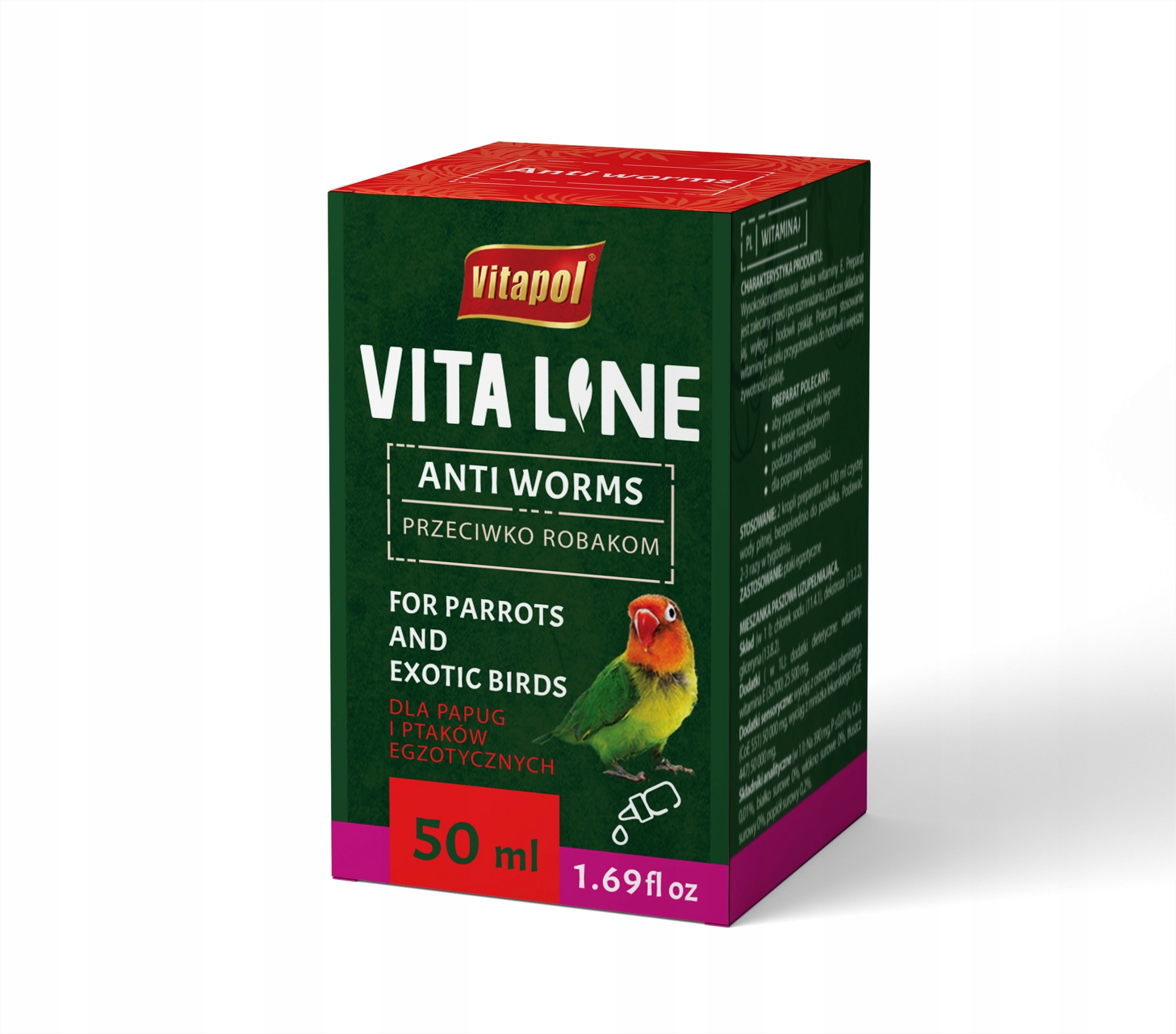 Vitapol Vitaline przeciwko robakom dla ptaków egzotycznych 50ml – Skuteczna ochrona przed pasożytami