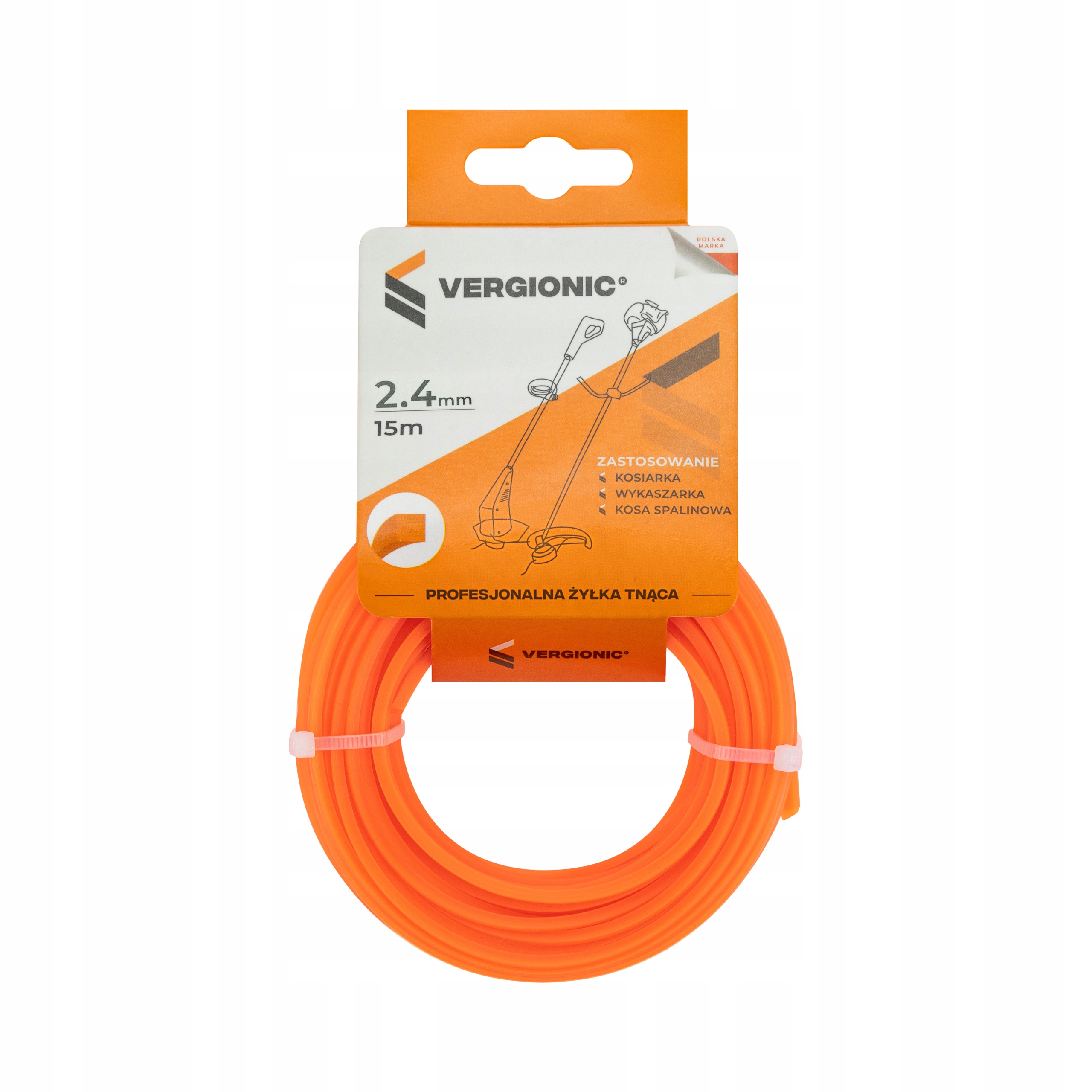 Żyłka tnąca 2,4 mm x 15 m kwadratowa VERGIONIC – Idealna do wykaszarek