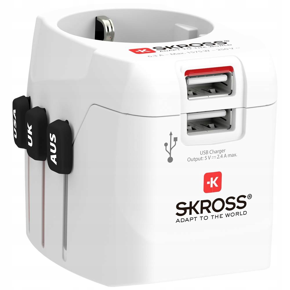 Adapter podróżny Skross Pro Light USB (2xA) - Światowa jakość i funkcjonalność