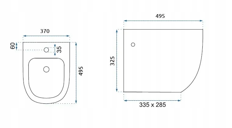 Wymiary i parametry bidetu Rea Carlo Mini