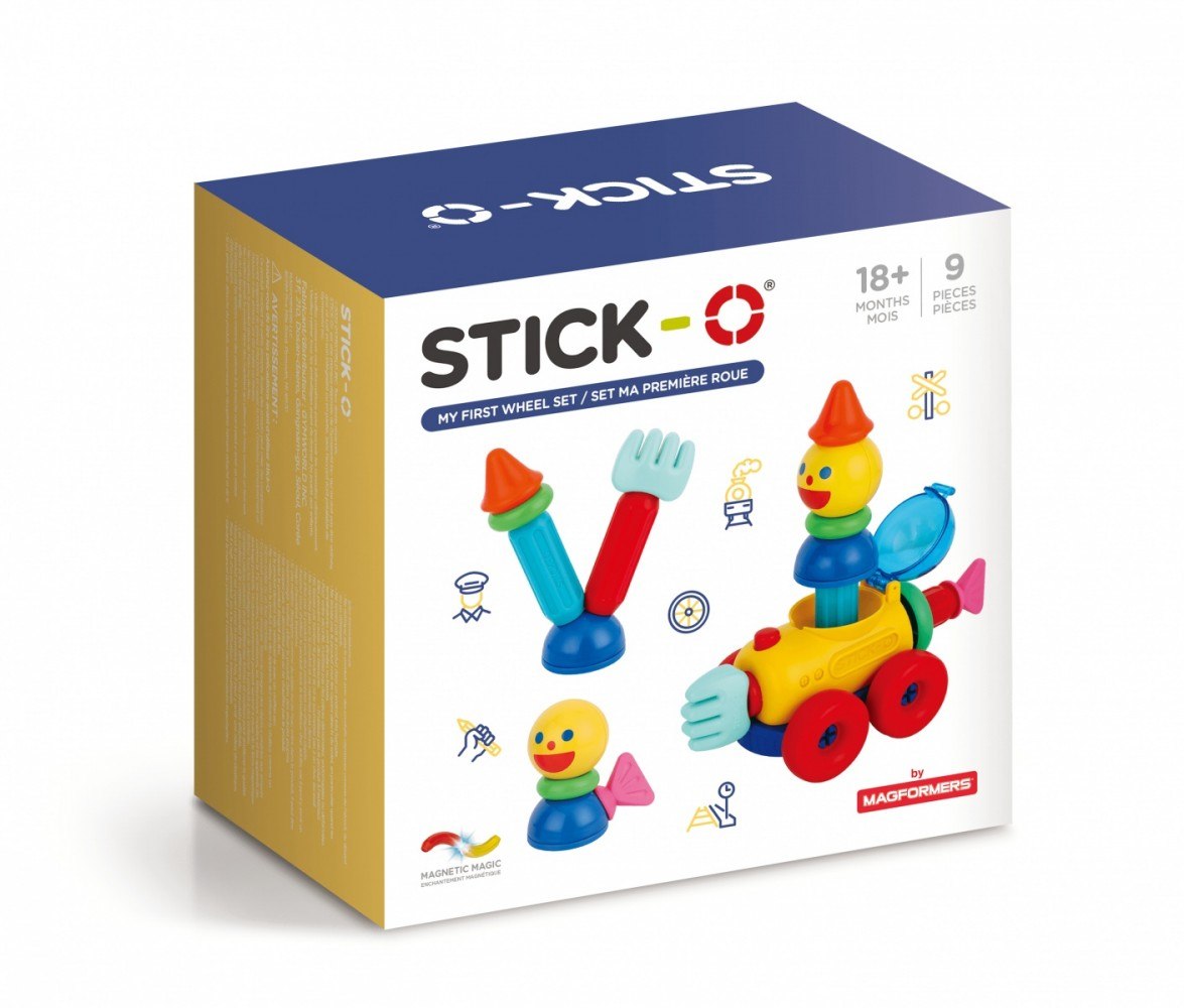 Magformers STICK-O MÓJ PIERWSZY ZESTAW Z KOŁAMI 9 EL. – Kreatywna zabawa dla najmłodszych