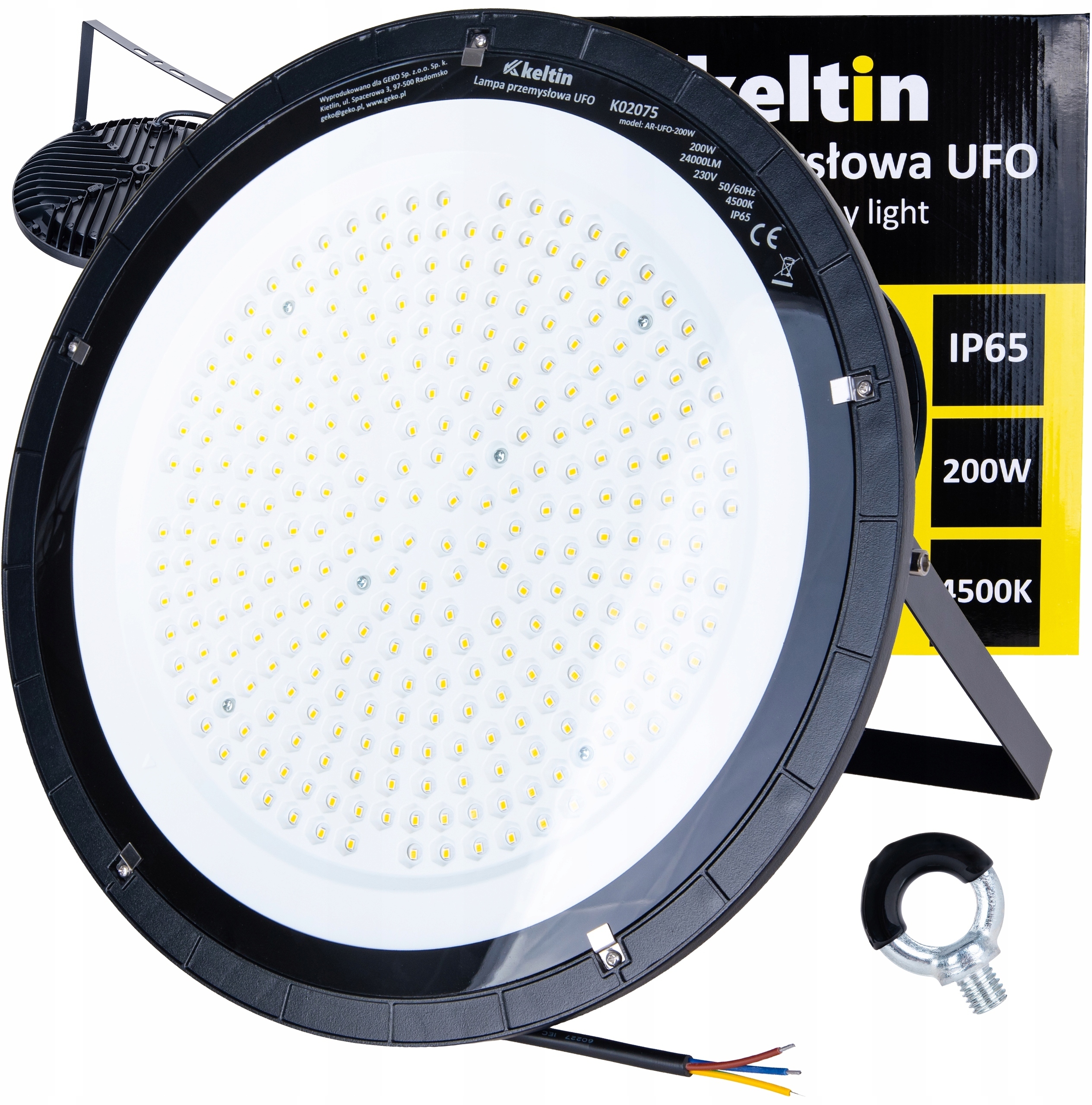 Lampa przemysłowa LED typu UFO 200W 24000LM 4500K IP65 – Wydajne oświetlenie dla dużych przestrzeni