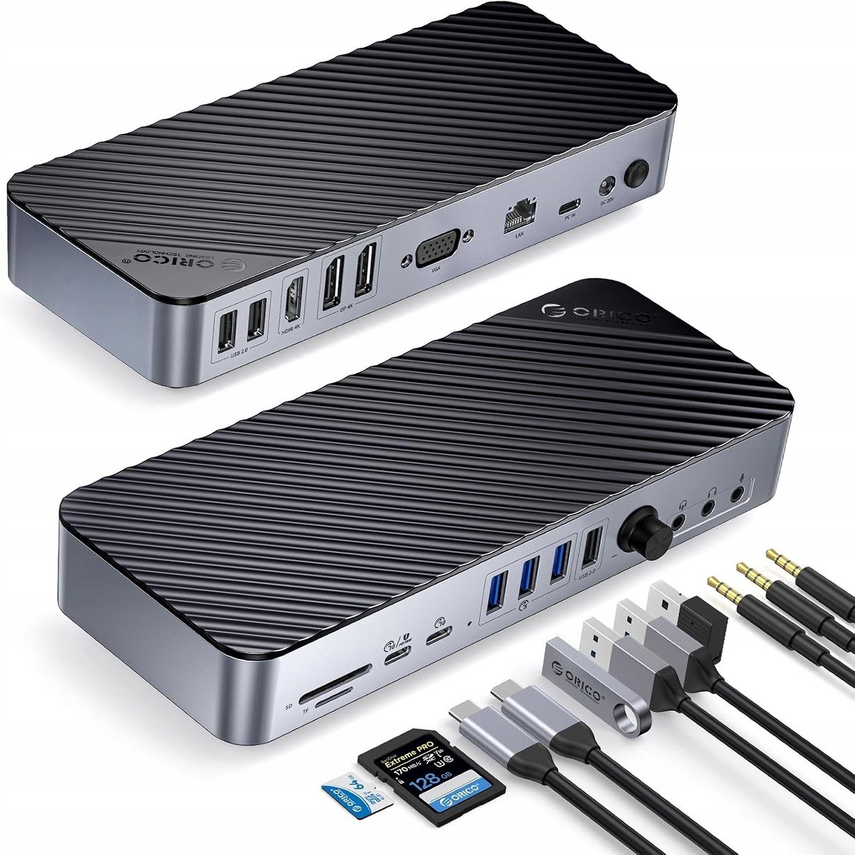 Szeroka łączność z 36 portami USB-A i czytnikami kart SD