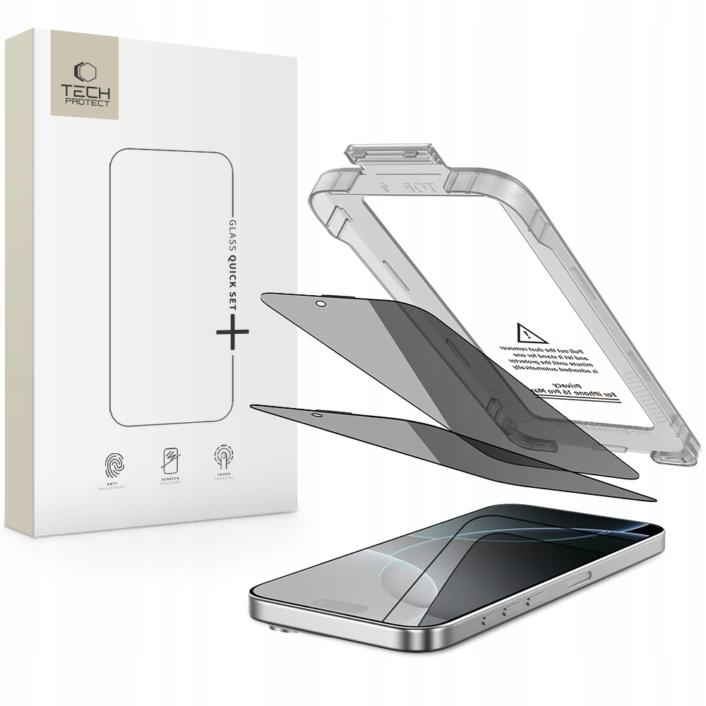 Szkło Prywatizujące Tech-Protect Quick Set Spy+ do Apple iPhone 16 Pro – Ochrona Twojej Prywatności