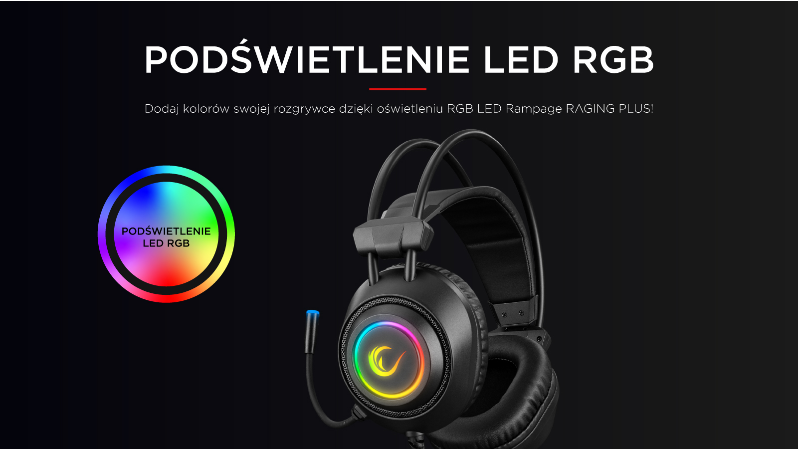gamingowe, Podświetlane RGB słuchawki przewodowe Rampage RM-K19