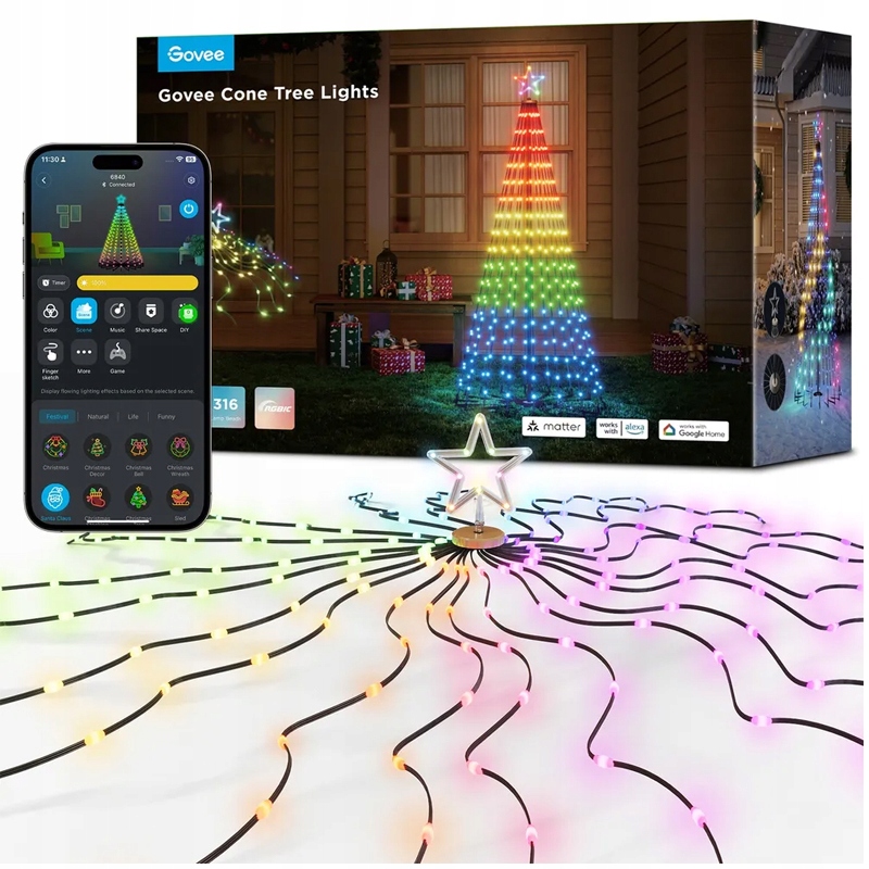 Specyfikacja techniczna Govee H6840 Cone Tree Lights – Wydajność i trwałość