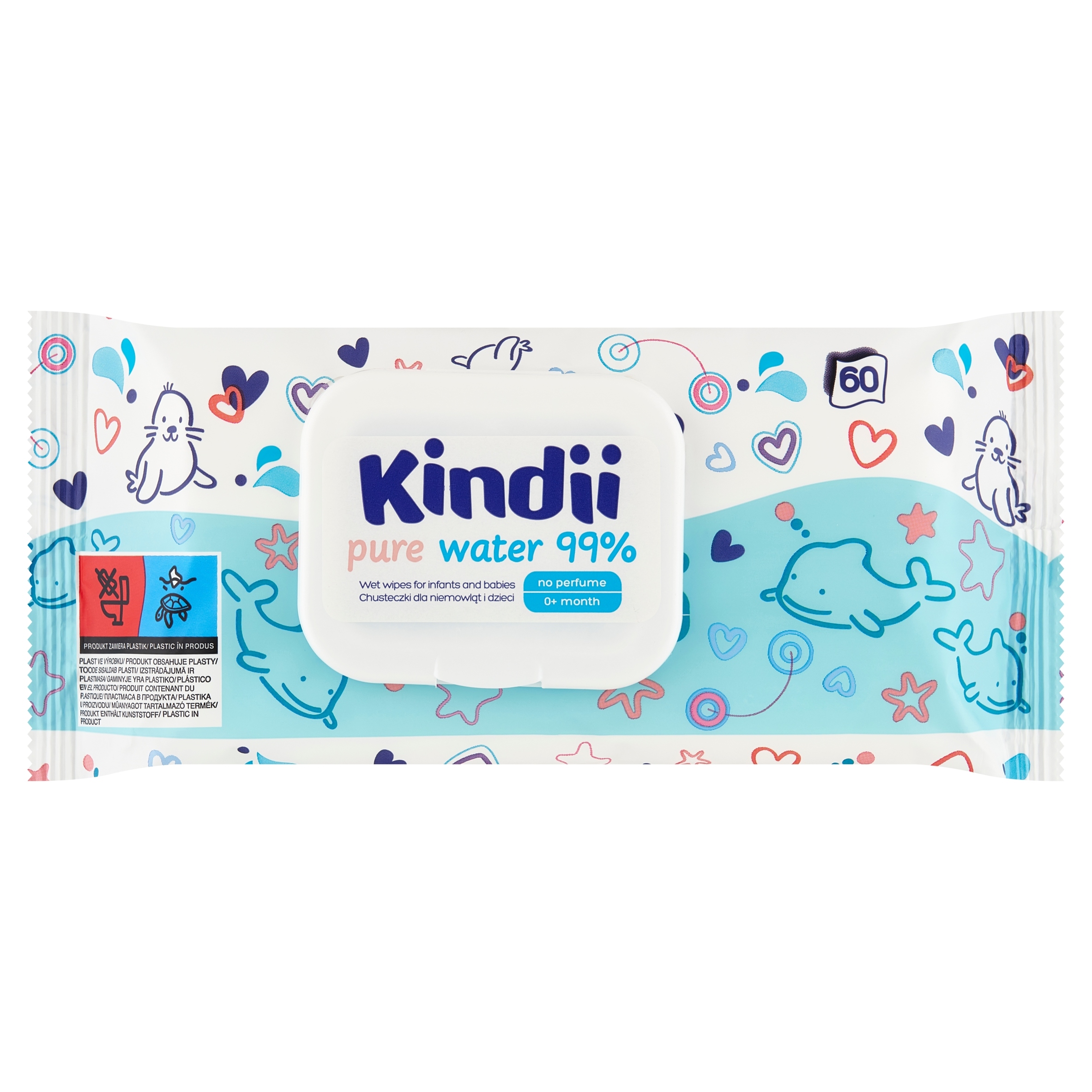 Kindii KINDII-CHUSTECZKI A 60SZT PURE WATER – Delikatna pielęgnacja dla Twojego dziecka