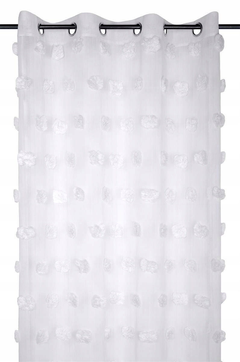 Firana POMPINOU z pomponami 135 x 260 cm – Elegancka dekoracja do Twojego wnętrza