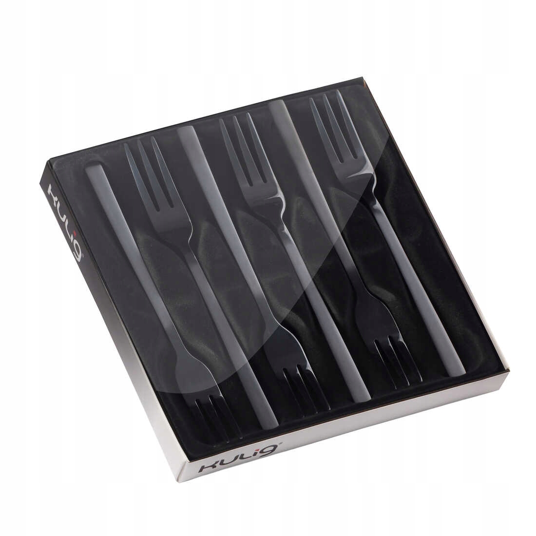 Komplet 6 widelczyków do ciasta Piano Black Kulig 15 cm – Elegancja na Twoim stole