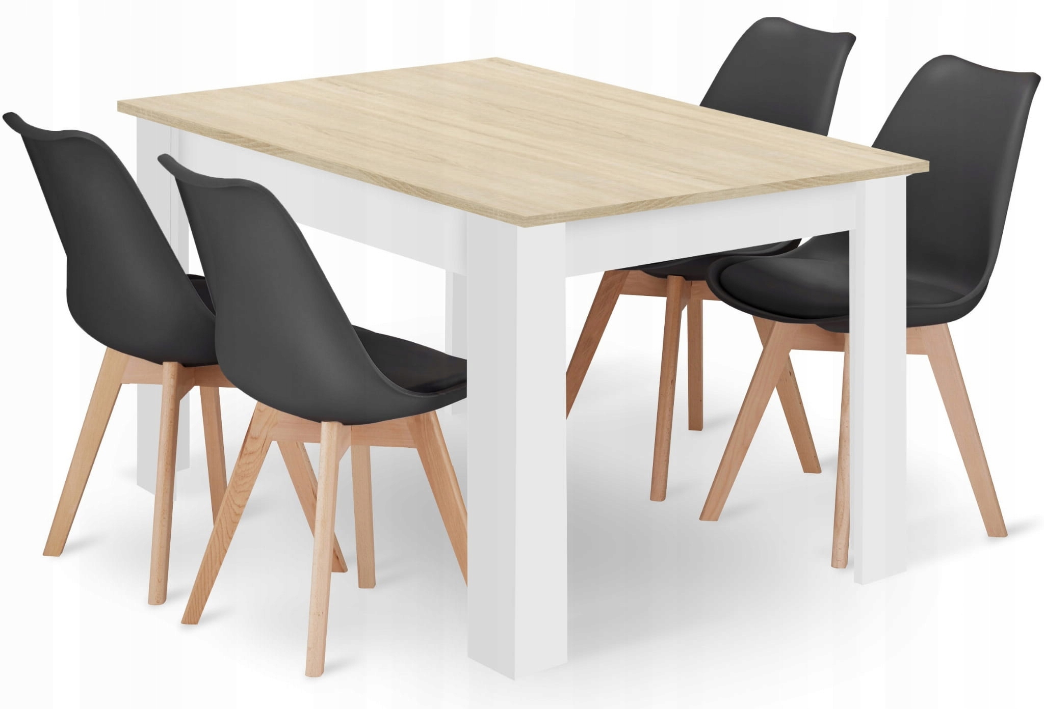 Zestaw stół prostokątny 120x80 dąb sonoma + 4 krzesła MARK czarne – Idealne do Twojego wnętrza