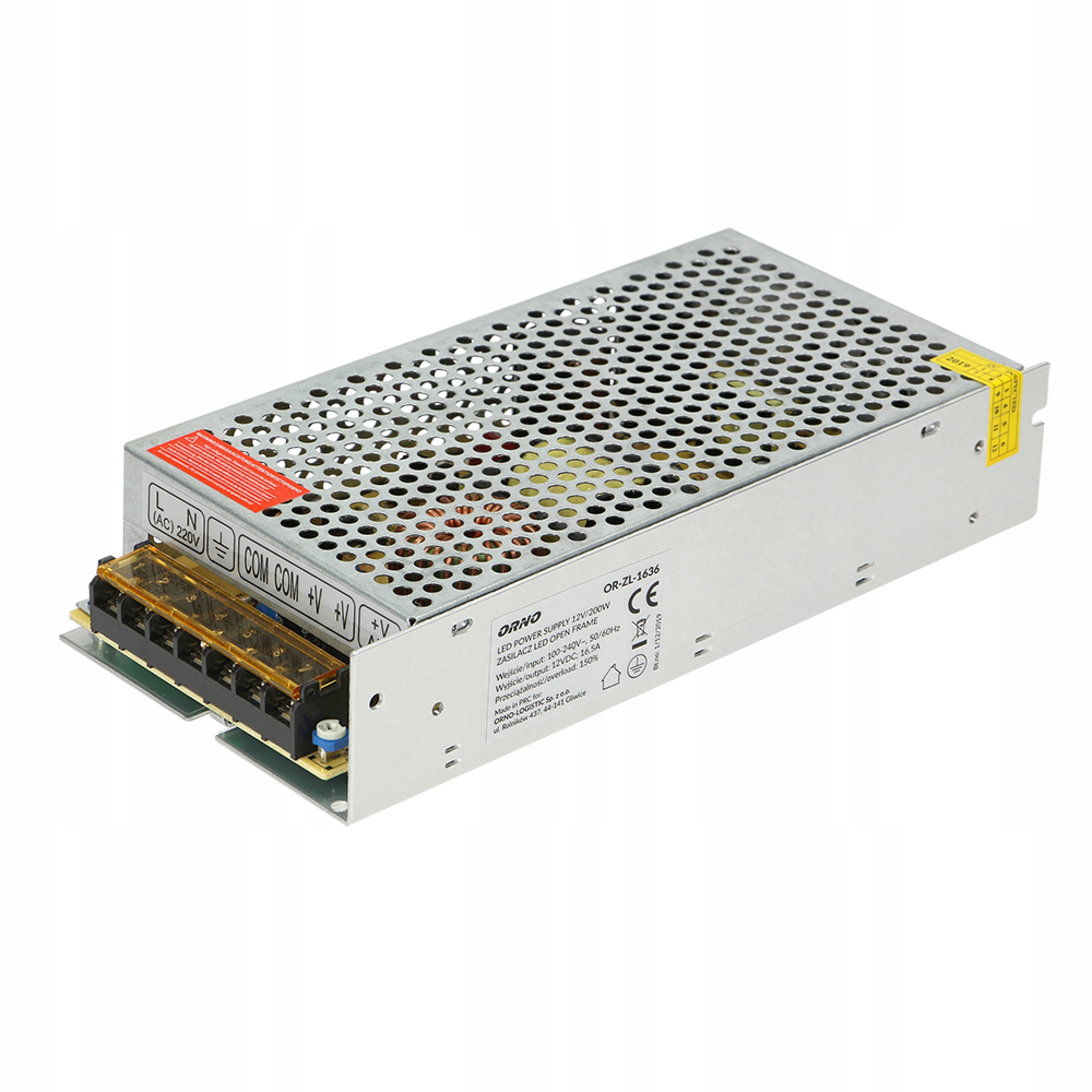 Zasilacz open frame 12VDC 200W, IP20 – Idealne rozwiązanie dla Twoich potrzeb