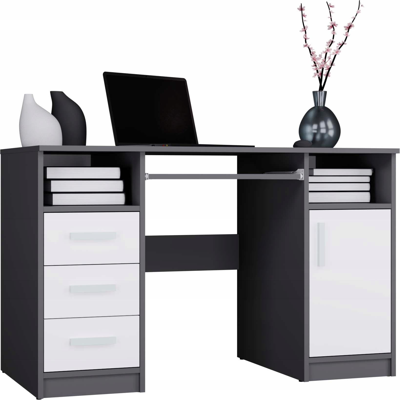 Biurko Delta Antracyt/Biały 120 cm – Elegancja i funkcjonalność w Twoim biurze
