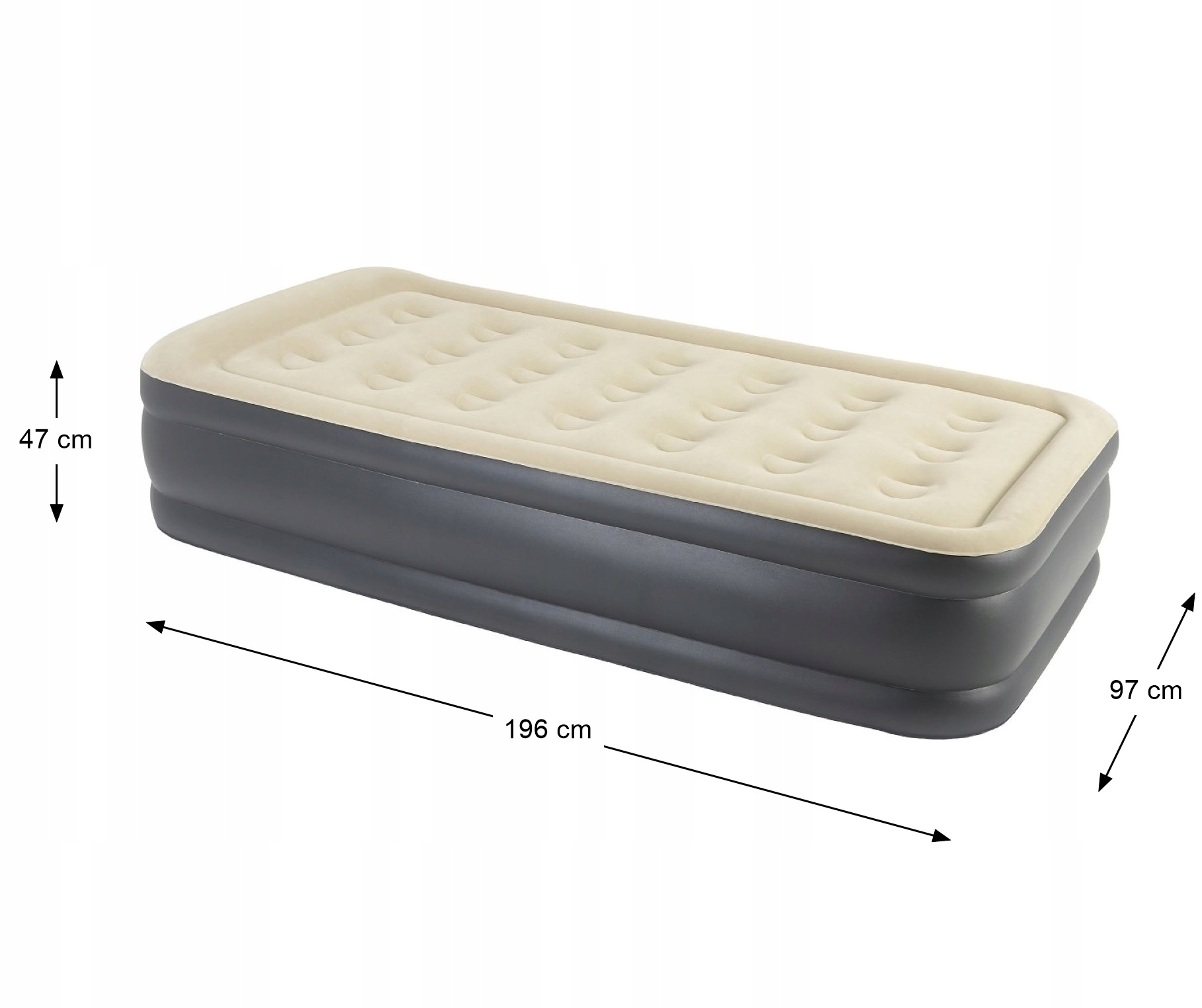 Materac Dmuchany Jednoosobowy AVENLI High Raised z wbudowaną pompką 196 x 97 x 47 cm – Komfortowy wypoczynek w każdych warunkach