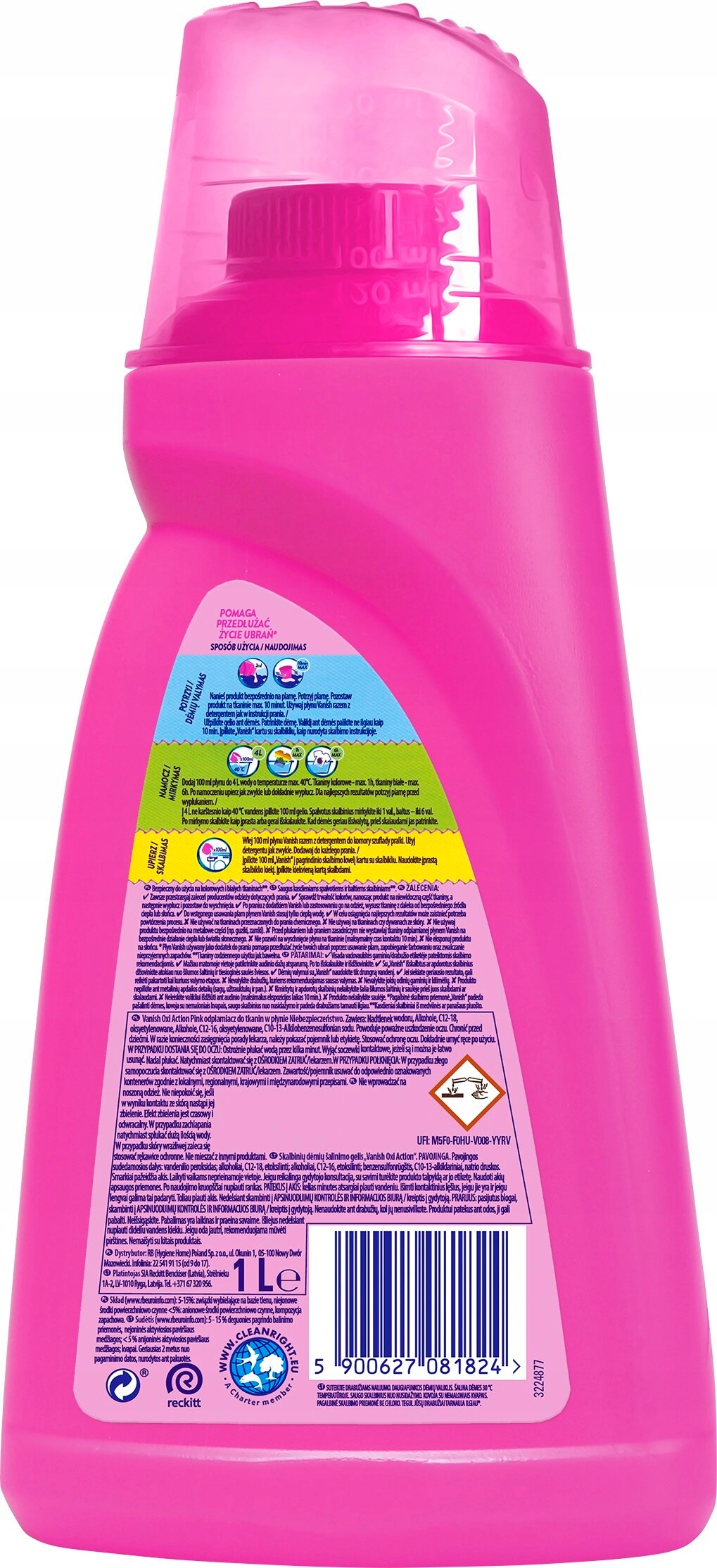 Jak używać odplamiacza Vanish Oxi Action Pink?